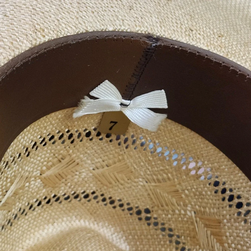 Stetson Roadrunner Vintage Straw Cowboy Hat Feather Band Bryantcote Finish Sz7